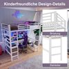 Hochbett mit Eckschreibtisch, LED-Streifen, Regal und USB+Typ-C, 90x200 cm, Metallbett mit Rausfallschutz, Kinderbett Bild 4
