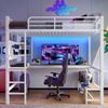 Hochbett mit Eckschreibtisch, LED-Streifen, Regal und USB+Typ-C, 90x200 cm, Metallbett mit Rausfallschutz, Kinderbett Bild 2