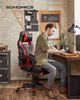 Songmics Bürostuhl, ausziehbare Fußstütze, Kopfkissen, Lendenkissen, höhenverstellbar, ergonomisch, neigbare Rückenlehne, bis 150 kg belastbar, schwarz-rot Bild 2