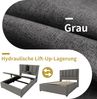 Merax Hydraulisches Polsterbett 90x200cm mit Becherhalter, Stauraumbett Einzelbett mit USB & Type C, Jugendbett mit Lattenrost, Leinen, Grau Bild 5