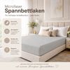 Microfaser Spannbettlaken - Spannbetttuch 180-200x220cm – Atmungsaktiv, Knitterfrei & Pflegeleicht – OEKO-TEX Bettlaken mit Rundumgummi - Silber Bild 2