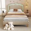 LED Bett mit verstellbarem Kopfteil & Farbwechsel - Gepolstertes Leinen Bett, 90x190 cm, Beige, inkl. Umgebungslicht & Musikmodus Bild 3