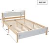 Doppelbett, Holzbett, Kiefernholzrahmen mit Mittelfu?, Jugendbett, Erwachsenenbett, mit Kopf- und Fu?teil aus MDF, Wei? + Natur, 140x200 cm Bild 3