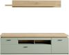 Wohnwand >MONIZ< (2-teilig) Salbei/Eiche, Lowboard 195x57x44cm, Wandboard 175x22x26cm Bild 2
