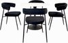 Moderne Essgruppe 5-teilig – Runder Glastisch in Marmoroptik & 4 elegante Stühle in Samt Schwarz Bild 2