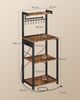 VASAGLE Standregal mit 4 Ebenen, Küchenregal mit Ladestation, 8 Haken, 40 x 45 x 140 cm, braun-schwarz Bild 5
