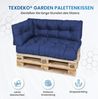 TexDeko® Garden Palettenkissen 120 x 80 x 18 cm wasserabweisend In- & Outdoor Premium Sitzkissen gesteppt Palettenauflage für Europaletten (2-TLG Set, Blau) Bild 2