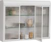 Wandvitrine mit 3 Türen, 90x19,5x70 cm, Bogenfront aus Glas, Metall Weiß, wandmontierbar Bild 5