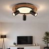 LED Deckenleuchte, Holz, 3 Stufen, Spots beweglich, D 40 cm Bild 3