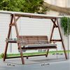 Outsunny Hollywoodschaukel mit Sitzauflage Ablagen, 3-Sitzer, verstellbare Sitzhöhe, Schaukelfunktion, Ablage, Gartenschaukel, 1 tlg, Holzschaukel, 243 x 134 x 170cm, Verkohlt Bild 3