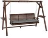Outsunny Hollywoodschaukel mit Sitzauflage Ablagen, 3-Sitzer, verstellbare Sitzhöhe, Schaukelfunktion, Ablage, Gartenschaukel, 1 tlg, Holzschaukel, 243 x 134 x 170cm, Verkohlt Bild 2