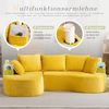 Flieks Cord Sofa, Bogensofa modern weich, mit Becherhalter & Seitentasche, inkl. Kissen, komfortabler Relaxsessel, Gelb Bild 5