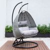 HOME DELUXE 'TWIN' Hängesessel für 2 Personen, Polyrattan, Grau, mit Regenabdeckung Bild 5