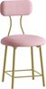 Schminkstuhl, Schminktisch Hocker，Wohnzimmer-Fußhocker, Schlafzimmer-Sitzhocker, Hocker mit Metallbeinen, Gepolsterter Schminkhocker, Barhocker mit Rückenlehne, Schlafzimmer, Rosa Bild 2