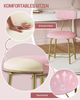 Schminkstuhl, Schminktisch Hocker，Wohnzimmer-Fußhocker, Schlafzimmer-Sitzhocker, Hocker mit Metallbeinen, Gepolsterter Schminkhocker, Barhocker mit Rückenlehne, Schlafzimmer, Rosa Bild 5