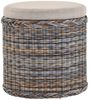 Krines Home Wäschekorb Rattan Sitzhocker mit Stauraum Rund Badhocker Sitz gepolstert Deckel, mit gepolstertem Deckel, mit herausnehmbarem Inlett Bild 1