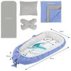 Joyz Babybett Baby Nestchen mit Muster aus Baumwolle waschbar bei 40 Grad, 5-tlg, Babynest 5 teilig Wal mit Blauem Minky 90x50cm Baumwolle Bild 4