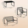 Outsunny Gartenmöbel Set 4 Personen Stahl wetterfest Balkonmöbel-Set mit 2er Sofa, Sessel Glastisch Sitzkissen Outdoor Sitzgruppe Terrassenmöbel Gartengarnitur für Garten Terrasse Balkon Grau+Beige Bild 3