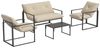 Outsunny Gartenmöbel Set 4 Personen Stahl wetterfest Balkonmöbel-Set mit 2er Sofa, Sessel Glastisch Sitzkissen Outdoor Sitzgruppe Terrassenmöbel Gartengarnitur für Garten Terrasse Balkon Grau+Beige Bild 2