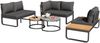 Gartenmöbel-Set für 4-5 Personen, verzinkter Eisenrahmen, 2 stapelbare Couchtische mit verstellbaren Füßen, graue abnehmbare Sitzpolster & Rückenkissen, 2x2-Sitzer + 1 Einzelsitzer mit integrierten Seitentischen für Terrasse Garten Balkon Bild 1