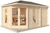 Alpholz 5-Eck Gartenhaus Liwa Compact mit Anbau Gartenhaus aus Holz Holzhaus mit 28 mm Wandstärke Blockbohlenhaus mit Montagematerial Bild 2