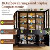 Hochschränke fürs Wohnzimmer(140×38.5×175cm), Vitrinenschrank,Küchenschrank,Esszimmerschrank mit Schubladen, Moderner Minimalistischer Hochschrank, Standvitrine für Küche Wohnzimmer Esszimmer, Schwarz Bild 5
