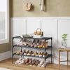 SONGMICS Schuhregal 3 Ebenen, Schuhablage, Schuhaufbewahrung, Eingangsbereich, Flur, platzsparend, 29,7 x 62,3 x 53,5 cm, Metallrahmen, Vliesstoff-Ablage, tintenschwarz Bild 2
