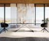 Esstisch Edge 300x100 Reliefglas Rauchschwarz 3D-Design V-Gestell Flachstahl Schwarz Bild 2