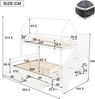 Etagenbett aus Kiefer & MDF mit Treppenschrank und 2 Schubladen, 90x200/140x200 cm, Weiß, ohne Matratze Bild 3