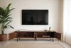FINEBUY Lowboard TV Board Massivholz 160 cm 3D Fronten & Metallbeine (vier Türen, 160x40x35 cm, Massivholz 3D-Fronten), TV-Schrank Modern Fernsehtisch, TV-Kommode Niedrig Bild 4