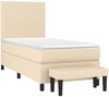 vidaXL Boxspringbett mit Matratze Creme 90x200 cm Stoff 3136410 Bild 3