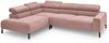 KAWOLA Sofa DELIA Ecksofa Feincord rosa Recamiere links 74 x 219 x 276 cm Bild 5