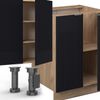 Küchenzeile Fame-Line Schwarz gestreift/Goldkraft Eiche 300 cm mit Hochschrank, ohne Arbeitsplatte Vicco Bild 5