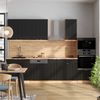 Küchenzeile Fame-Line Schwarz gestreift/Goldkraft Eiche 300 cm mit Hochschrank, ohne Arbeitsplatte Vicco Bild 4