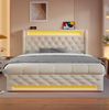 Polsterbett, Samt mit LED, Stauraum & USB-Anschluss, 140x190 cm, Beige, ohne Matratze Bild 4