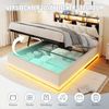 LVHOM Doppelbett 140x200cm mit LED&USB, Polsterbett mit hydraulischem Stauraum, Samtstoff, Beige Bild 3
