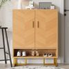 Moderner, minimalistischer Schuhschrank , Einzigartige Holzmaserung ,Goldener Eisenrahmen , Zweitüriger Aufbewahrungsschrank, Schuhschrank schmal, Schuhregal Schuhkipper, Diele Flur Bild 2
