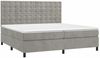 vidaXL Boxspringbett mit Matratze & LED Hellgrau 200x200 cm Samt, Härtegrad: H2 [3136383] Bild 3