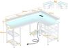 Gaming Schreibtisch LED 2 Steckdosen 2 USB Eckschreibtisch Weiß 150x102cm Bild 3