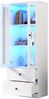 Vitrine mit LED, B 60 x T 35,5 x H 165 cm, mattweiß aus MDF/Spanplatte, Glas, 2 Schubladen Bild 2