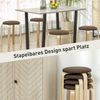 HOMCOM Hocker Küchenhocker aus Birkensperrholz mit Leinenoptik (Esszimmerhocker, 4 St, Stapelhocker), für Esszimmer Wohnzimmer Braun Bild 4