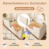 Merax Polsterbett Daybett 90x190cm, Kinderbett mit Lattenrost, Tagesbett Schlafsofa mit Ausziehbett 90x190cm, Samt, ohne Matratze , Beige Bild 5