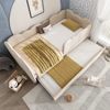 Merax Polsterbett Daybett 90x190cm, Kinderbett mit Lattenrost, Tagesbett Schlafsofa mit Ausziehbett 90x190cm, Samt, ohne Matratze , Beige Bild 3