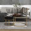 Couchtisch 2er-Set rund, 70 x 70 x 48 / 50 x 50 x 43,5 cm, Nesting-Design, MDF mit Hochglanz-Marmormuster Bild 4