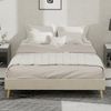 Polsterbett, Samt mit hohem Kopfteil & Lattenrost, 140x200 cm, Beige, ohne Matratze Bild 2