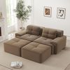 Flieks 2-Sitzer Sofa, Modular Schlafsofa, Tiefsofa Loveseat mit 2 Ottoman & 2 Kissen, Cord, Braun Bild 3