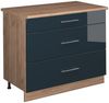 Küchenunterschrank Fame-Line Dunkelblau Hochglanz/Goldkraft Eiche 100 cm, AP Eiche Vicco Bild 1
