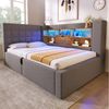 HAUSS SPOLE Stauraumbett 90x200 mit Bettkasten,Tagesbett Daybett mit LED&Stauraum-Kopfteil (Struraumbett, Funktionsbett, 1-tlg, L-förmigem Kopfteil mit Stauraum, beidseitig montierbar), Hydraulisches Bett mit LED-Beleuchtung & USB/Type-C Ladestation Bild 5