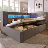 HAUSS SPOLE Stauraumbett 90x200 mit Bettkasten,Tagesbett Daybett mit LED&Stauraum-Kopfteil (Struraumbett, Funktionsbett, 1-tlg, L-förmigem Kopfteil mit Stauraum, beidseitig montierbar), Hydraulisches Bett mit LED-Beleuchtung & USB/Type-C Ladestation Bild 2