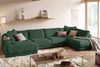 KAWOLA Sofa MADELINE Wohnlandschaft U-Form Cord smaragd Longchair links 86 x 224 x 425 cm Bild 2